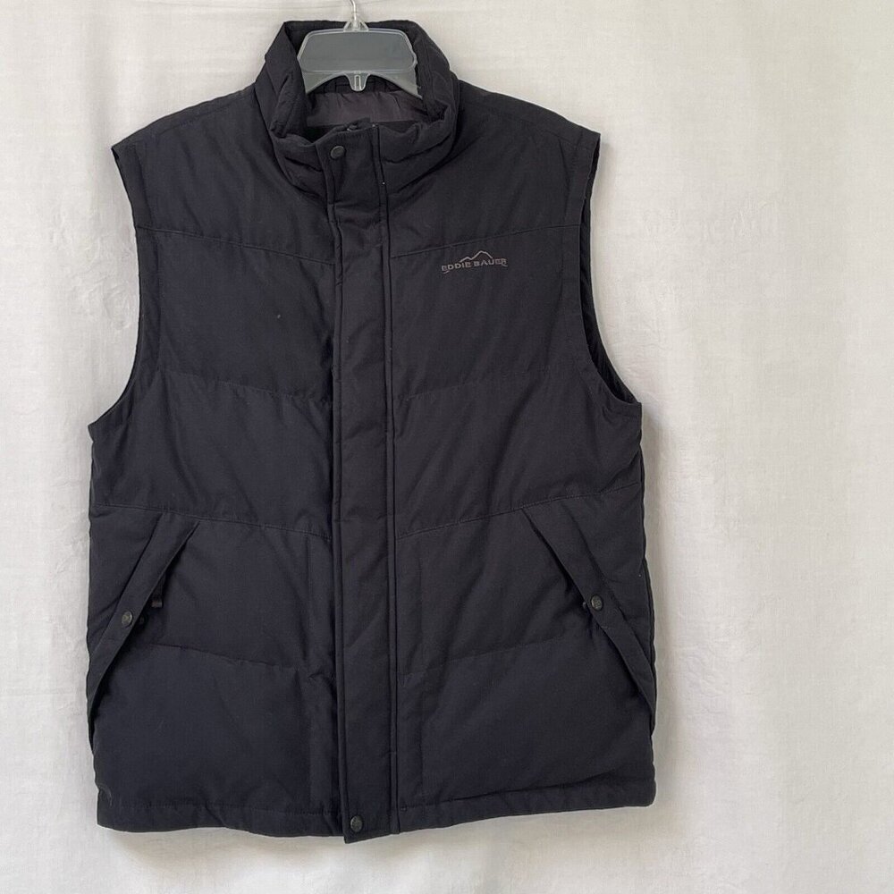 Eddie Bauer EB550 Fill Puffer Goose Down Vest Womens Medium Black Outdoor Casual